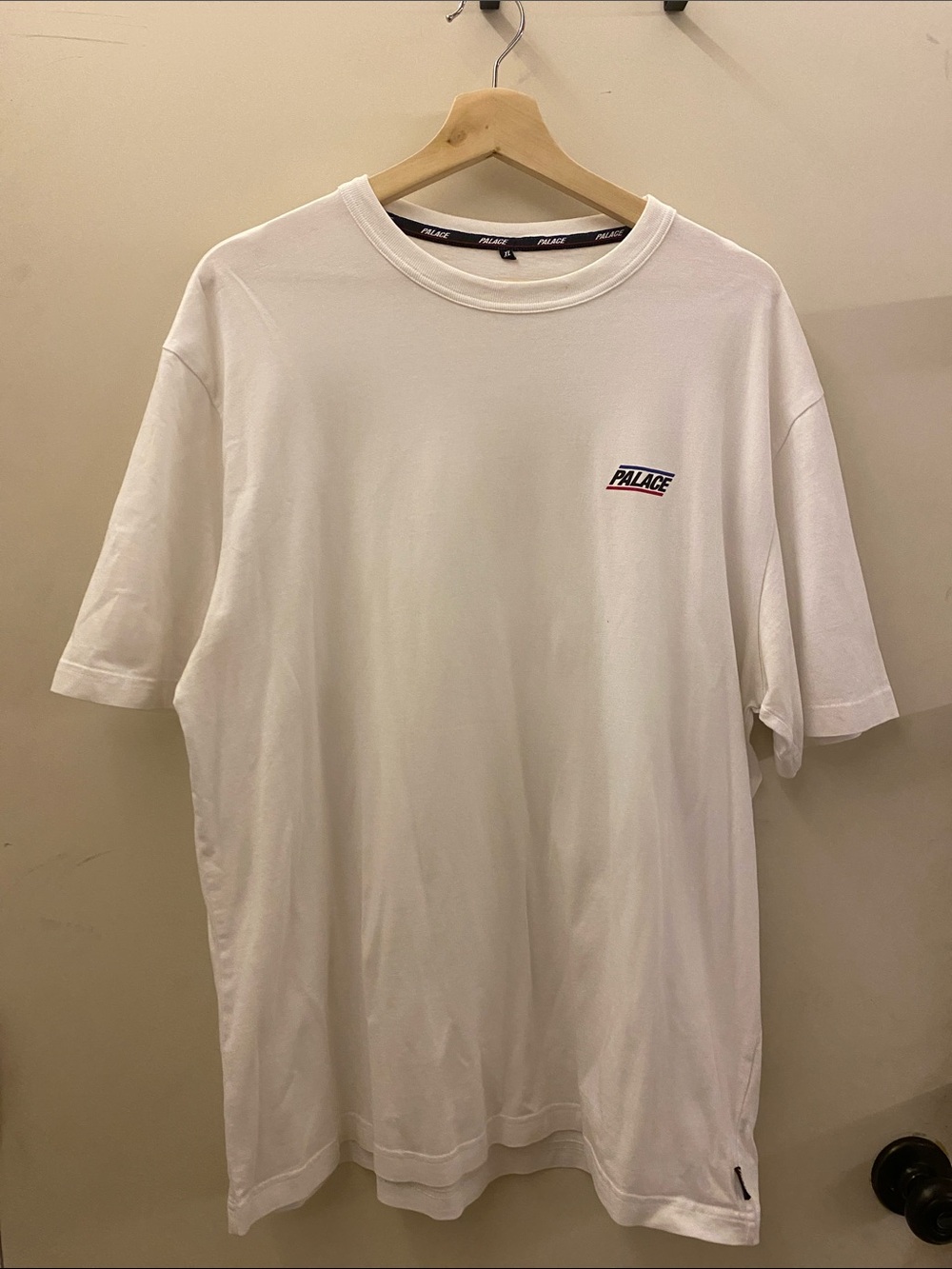 PALACE White Crewneck T-Shirt with Small Red & Blue Logo